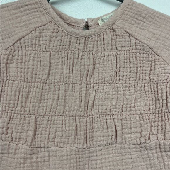 Grayson Collective Dusty rose pink cotton waffle smocked muslin jumpsuit 3-6 min - Picture 6 of 12